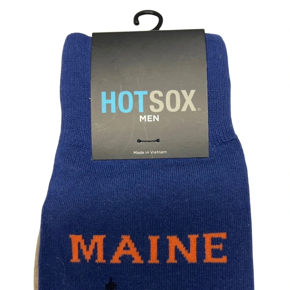 Hot Sox Mens Maine Lighthouse Socks Dark Blue Beach Scene Novelty‎ NEW